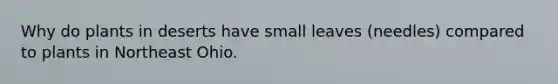Why do plants in deserts have small leaves (needles) compared to plants in Northeast Ohio.