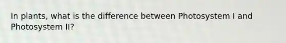 In plants, what is the difference between Photosystem I and Photosystem II?