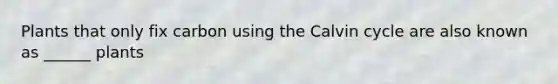 Plants that only fix carbon using the Calvin cycle are also known as ______ plants