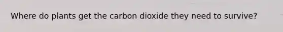Where do plants get the carbon dioxide they need to survive?
