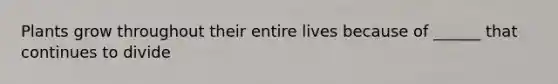 Plants grow throughout their entire lives because of ______ that continues to divide