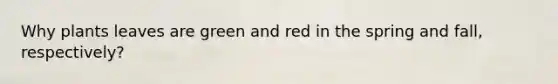 Why plants leaves are green and red in the spring and fall, respectively?