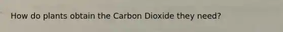 How do plants obtain the Carbon Dioxide they need?