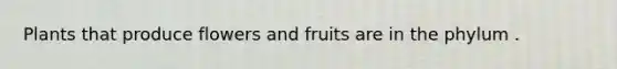 Plants that produce flowers and fruits are in the phylum .