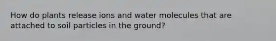 How do plants release ions and water molecules that are attached to soil particles in the ground?