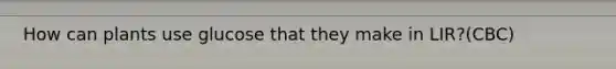 How can plants use glucose that they make in LIR?(CBC)