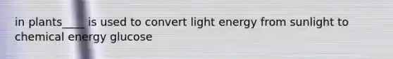 in plants____ is used to convert light energy from sunlight to chemical energy glucose