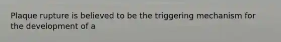 Plaque rupture is believed to be the triggering mechanism for the development of a