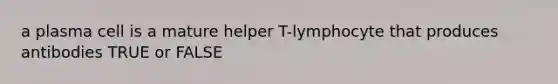 a plasma cell is a mature helper T-lymphocyte that produces antibodies TRUE or FALSE