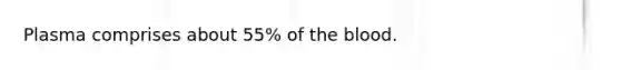 Plasma comprises about 55% of the blood.