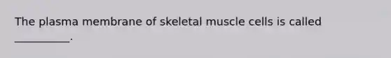 The plasma membrane of skeletal muscle cells is called __________.