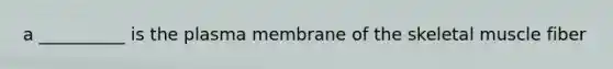 a __________ is the plasma membrane of the skeletal muscle fiber