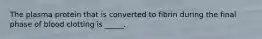 The plasma protein that is converted to fibrin during the final phase of blood clotting is _____.