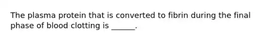 The plasma protein that is converted to fibrin during the final phase of blood clotting is ______.