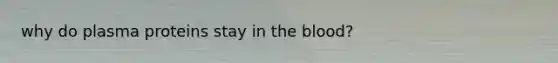 why do plasma proteins stay in <a href='https://www.questionai.com/knowledge/k7oXMfj7lk-the-blood' class='anchor-knowledge'>the blood</a>?