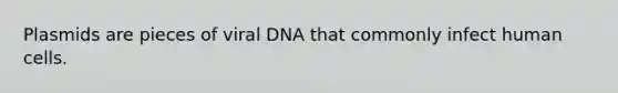 Plasmids are pieces of viral DNA that commonly infect human cells.