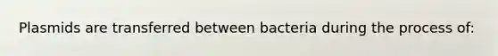 Plasmids are transferred between bacteria during the process of: