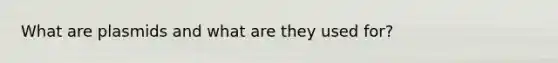 What are plasmids and what are they used for?