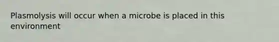 Plasmolysis will occur when a microbe is placed in this environment