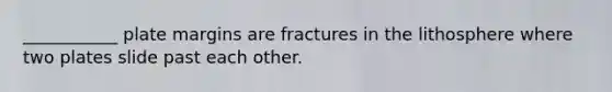 ___________ plate margins are fractures in the lithosphere where two plates slide past each other.