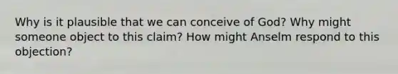 Why is it plausible that we can conceive of God? Why might someone object to this claim? How might Anselm respond to this objection?