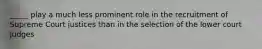 _____ play a much less prominent role in the recruitment of Supreme Court justices than in the selection of the lower court judges