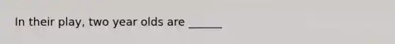 In their play, two year olds are ______