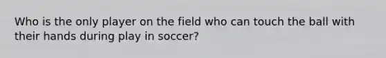 Who is the only player on the field who can touch the ball with their hands during play in soccer?