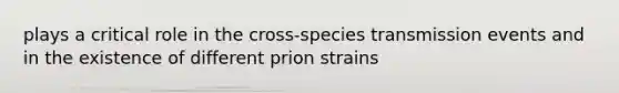 plays a critical role in the cross-species transmission events and in the existence of different prion strains