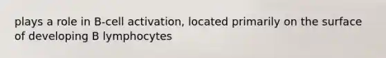 plays a role in B-cell activation, located primarily on the surface of developing B lymphocytes