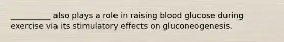 __________ also plays a role in raising blood glucose during exercise via its stimulatory effects on gluconeogenesis.