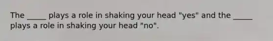 The _____ plays a role in shaking your head "yes" and the _____ plays a role in shaking your head "no".