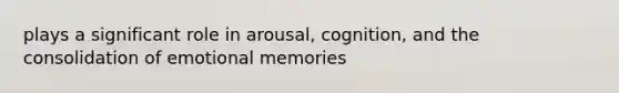 plays a significant role in arousal, cognition, and the consolidation of emotional memories