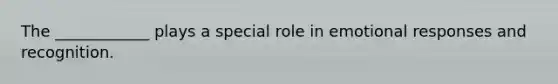 The ____________ plays a special role in emotional responses and recognition.