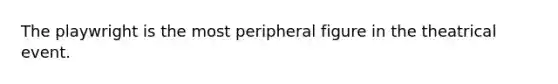 The playwright is the most peripheral figure in the theatrical event.