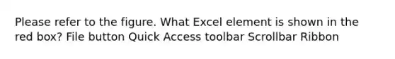 Please refer to the figure. What Excel element is shown in the red box? File button Quick Access toolbar Scrollbar Ribbon