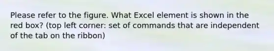 Please refer to the figure. What Excel element is shown in the red box? (top left corner: set of commands that are independent of the tab on the ribbon)