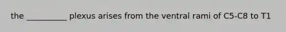 the __________ plexus arises from the ventral rami of C5-C8 to T1