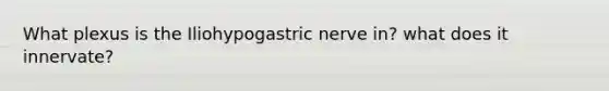 What plexus is the Iliohypogastric nerve in? what does it innervate?