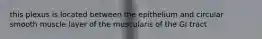 this plexus is located between the epithelium and circular smooth muscle layer of the muscularis of the GI tract