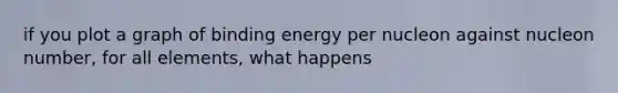 if you plot a graph of binding energy per nucleon against nucleon number, for all elements, what happens