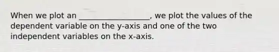 When we plot an __________________, we plot the values of the dependent variable on the y-axis and one of the two independent variables on the x-axis.