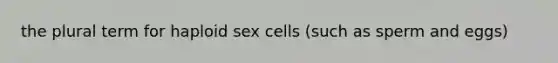 the plural term for haploid sex cells (such as sperm and eggs)