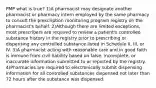 PMP what is true? 1)A pharmacist may designate another pharmacist or pharmacy intern employed by the same pharmacy to consult the prescription monitoring program registry on the pharmacist's behalf. 2)Although there are limited exceptions, most prescribers are required to review a patient's controlled substance history in the registry prior to prescribing or dispensing any controlled substance listed in Schedule II, III, or IV. 3)A pharmacist acting with reasonable care and in good faith is immune from civil liability based on false, incomplete, or inaccurate information submitted to or reported by the registry. 4)Pharmacies are required to electronically submit dispensing information for all controlled substances dispensed not later than 72 hours after the substance was dispensed.