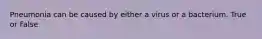 Pneumonia can be caused by either a virus or a bacterium. True or False