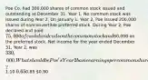 Poe Co. had 300,000 shares of common stock issued and outstanding at December 31, Year 1. No common stock was issued during Year 2. On January 1, Year 2, Poe issued 200,000 shares of nonconvertible preferred stock. During Year 2, Poe declared and paid 75,000 of cash dividends on the common stock and60,000 on the preferred stock. Net income for the year ended December 31, Year 2, was 330,000. What should be Poe's Year 2 basic earnings per common share?1.10 0.650.85 0.90