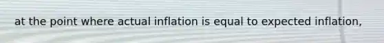 at the point where actual inflation is equal to expected inflation,