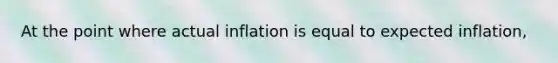 At the point where actual inflation is equal to expected inflation,