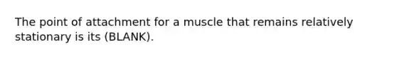 The point of attachment for a muscle that remains relatively stationary is its (BLANK).