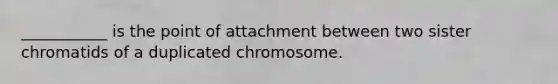 ___________ is the point of attachment between two sister chromatids of a duplicated chromosome.